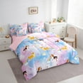 thumbnail image 3 of Castle Fairy Kawaii Rainbow Dogs Girl Bedding Comforter Set 7pcs,Starry Sky Queen Bedding Sets Super Cozy,Abstract Gradient Queen Sheet Sets,Lightweight Room Decor,Reversible, 3 of 8