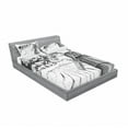 thumbnail image 3 of Ambesonne Landscape Fitted Sheet & Pillow Sham Set, Farm Town Houses Mill, Twinxl, Black White, 3 of 3
