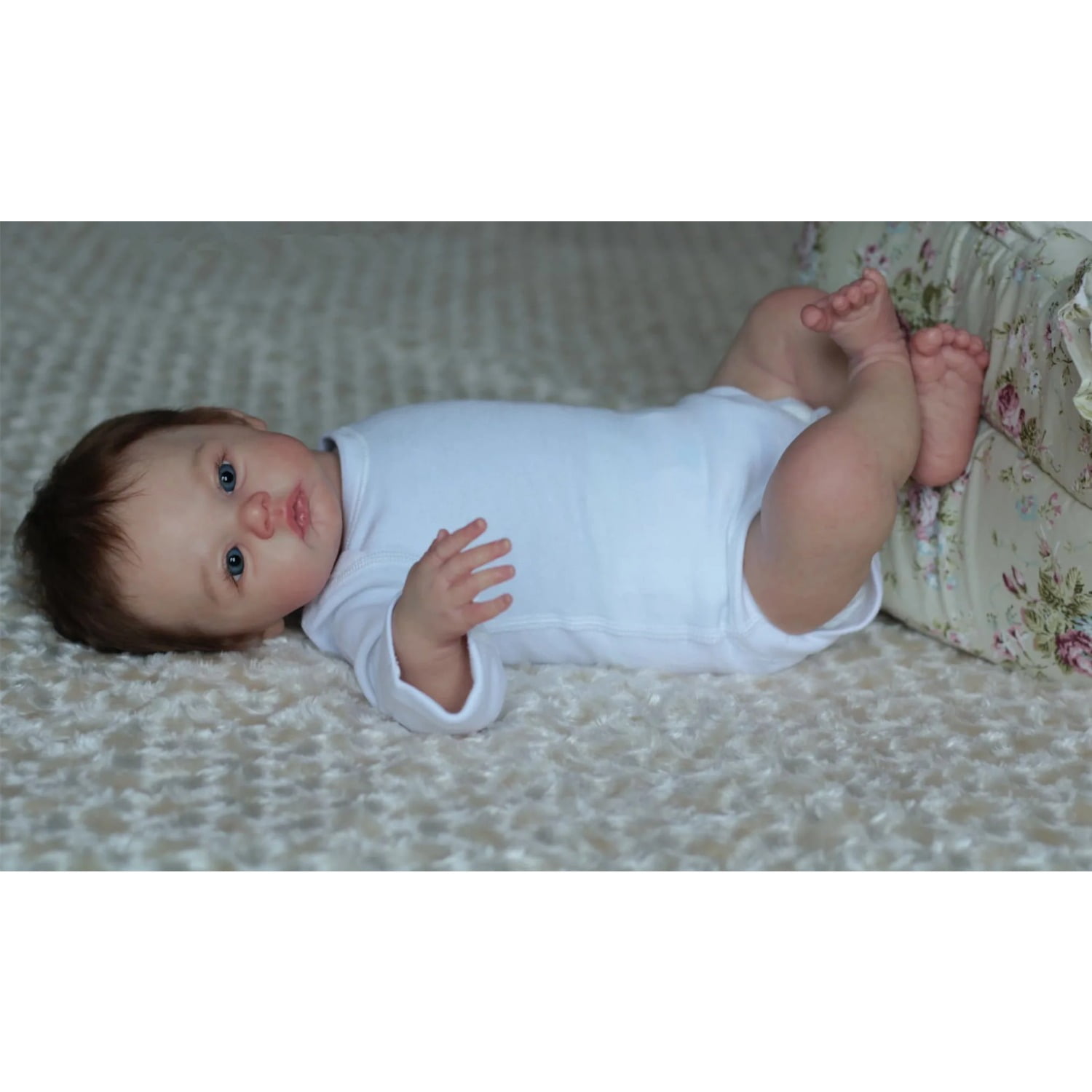 48cm Soft Silicone Reborn Baby Doll with 3D Marble Texture Skin Visible Veins, 19inch Realistic Newborn Bebe Toy Boneca