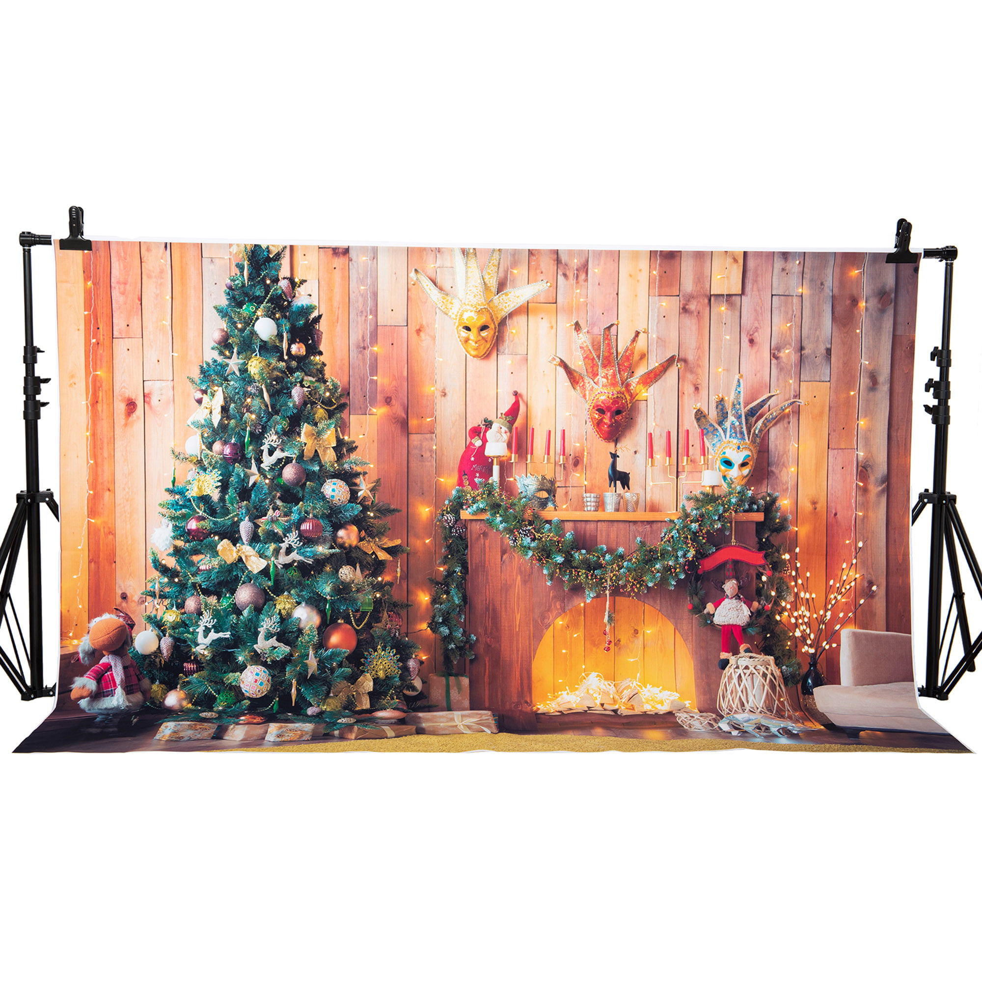 Christmas Tree Backdrop Indoor Photography Background Stars Merry Christmas Day Backdrop Little Girl Birthday Party Children Art Studio Backdrop Props 10x7ft E00T10346