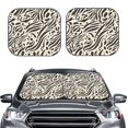 thumbnail image 2 of Multi-Size 2pce Car Front Glass Visor Collapsible Sunscreen No Odor Comfortable For Most Cars Suv Trucks Zebra Skin Print Style Saddlebrown_1, 2 of 7