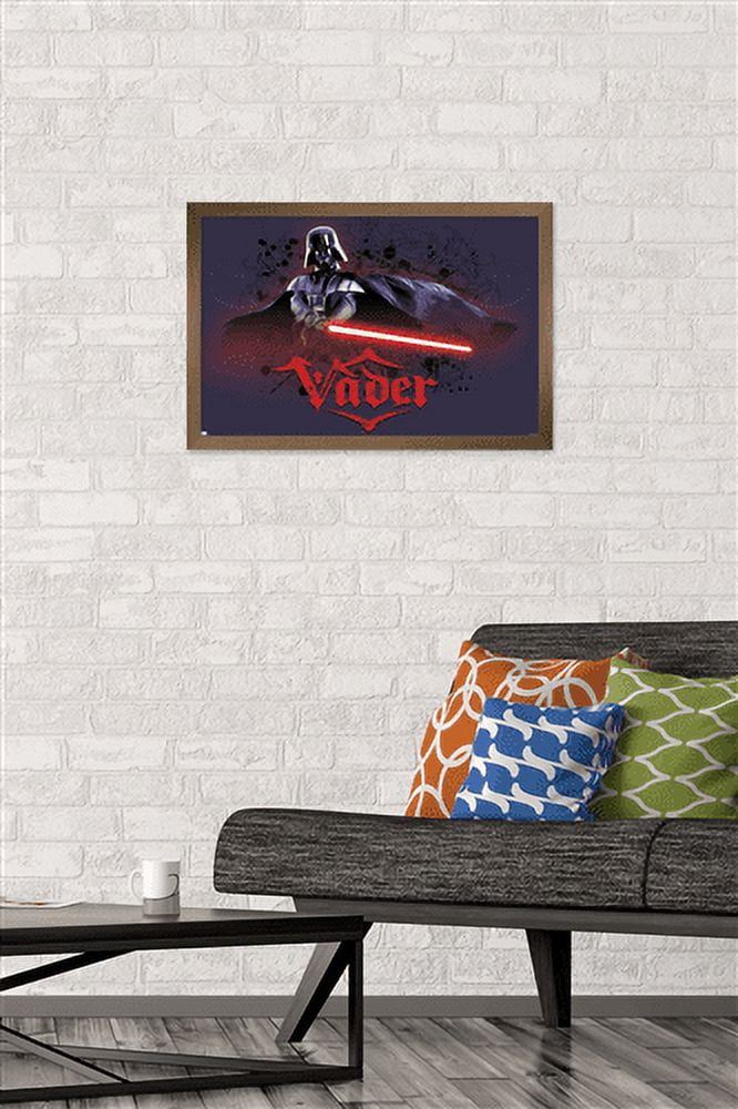 Star Wars: Original Trilogy - Vader Calligraphy Wall Poster, 14.725" x 22.375", Framed