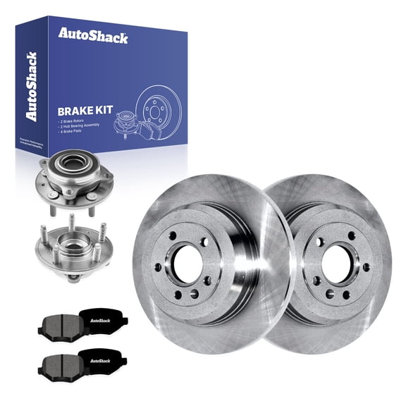 AutoShack Rear Solid Brake Rotors   Premium Ceramic Pads   Hub Bearing Assembly 8-PC Brake Kit Replacement for 2011-2014 Ford Edge 2010-2019 Ford Taurus 2011-2015 Lincoln MKX 12.99" (330 mm)