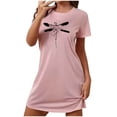 thumbnail image 2 of Camisón corto de mujer, vestido de largo medio con estampado de moda, camisón corto extragrande de mujer, camisón de manga corta con estampado de pecho a la moda, camisón de mujer, 2 of 5