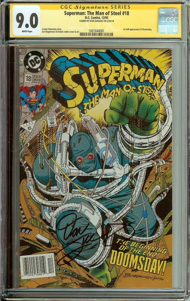 Superman: The Man of Steel #18 (DC Comics, 1992) – CGC Signature Series 9.0 – Signed by Dan Jurgens