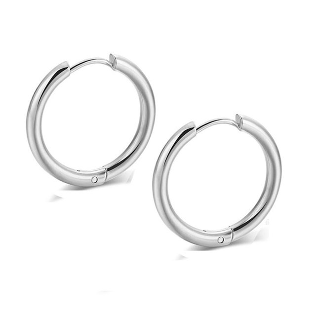 2 unid/set de pendientes de aro pequeños de acero inoxidable para mujeres y hombres, Color dorado, círculo negro, anillo de oreja grueso, pendientes Huggie, Piercing de aro Tan Jianjun unisex
