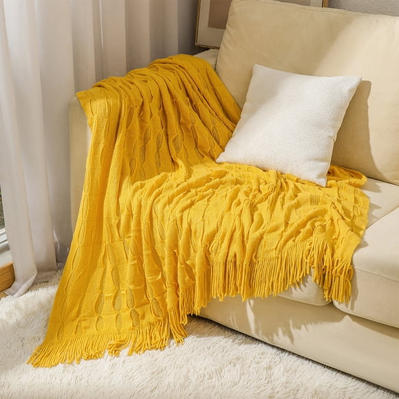Blanket Soft Knitted Blanket Fringed Blanket Sofa Blanket Sleeping Blanket 176x127cm
