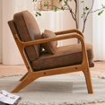thumbnail image 3 of IVV Mid Century Modern Accent Chair, Brown Bronzing Cloth Upholstered Living Room Armchair with Solid Wood Frame for Bedroom,Apartment,Studio,Office,Waiting Room, 3 of 10