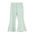 thumbnail image 4 of qucoqpe Toddler Little Girls Cute Trendy 2-Piece Outfit Set Summer Striped Casual Short Sleeve Soft Elastic Waist Flared Trousers Top and Pant Comfy Homewear Set Kids, 4 of 7