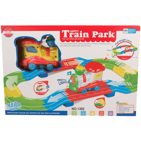 TECHEGE Kids Deluxe Electric Train Set for Childrens Railway Car Toys with Light,