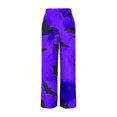 thumbnail image 4 of WXLWZYWL Halloween Pants for Women Women's Comfy Stretch Pants Casual Palazzo Sweatpants Bat Print Drawstring Wide Leg Pant Lounge Elastic Waist Sweatpant, 4 of 5