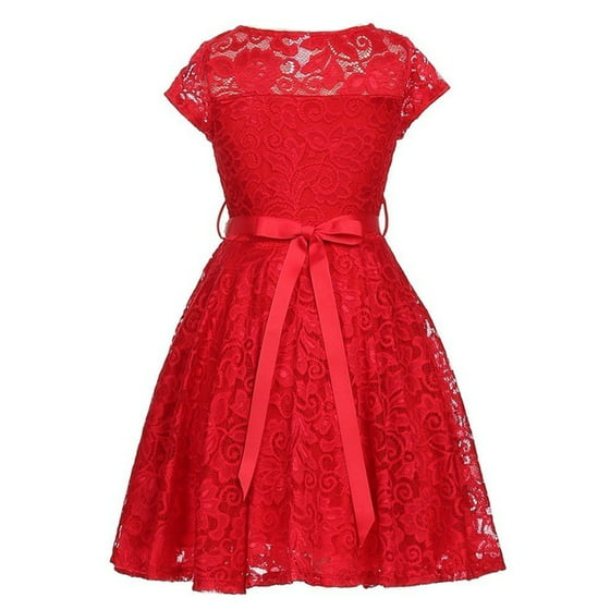 Just Kids - Girls Red Lace Glitter Stone Belt Special Occasion Skater ...