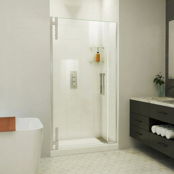 DreamLine Ascend 40 1/2-41 1/2 in. W x 72 in. H Frameless Pivot Shower Door in Brushed Nickel
