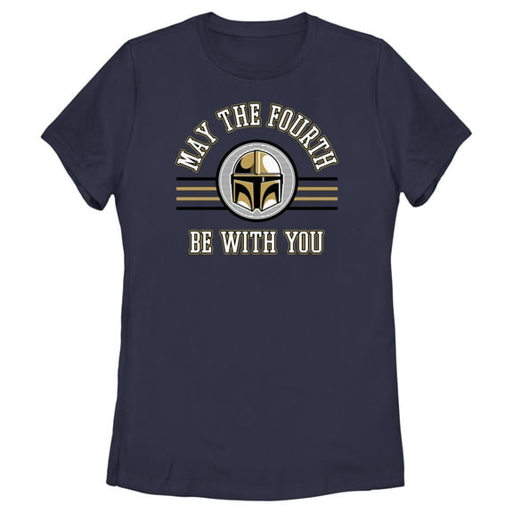 Women's Star Wars: The Mandalorian May the Fourth Be With You Din Djarin Graphic Tee Navy Blue 2X Large