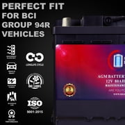 MM-H7 Start and Stop Car BCI Group Size 94R 12V 80AH, 140RC, 850 CCA Rechargeable AGM Car Battery