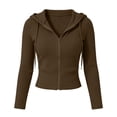 thumbnail image 6 of FAIWAD Hoodies for Women Zip Up Long Sleeve Fitted Ribbed Cardigans Slim Stretch Athletic Workout Outdoor Sweatshirt, 6 of 8