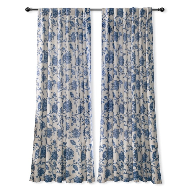 Cortinas DriftAway Freda, mezcla de lino, 213 x 213 cm, con estampado floral térmico
