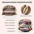 thumbnail image 4 of Bolsa de Cosméticos de Viaje de Gran Capacidad, Bolsa de Cosméticos Impermeable de Piel Sintética para Mujer, Bolsa de Maquillaje Portátil de Viaje con Asa y Divisor, Multifuncional, Moda, Blanco, 4 of 7