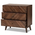 thumbnail image 3 of Baxton Studio Hartman Bois Fini Brun 3 Tiroirs Coffre de Rangement, 3 of 10