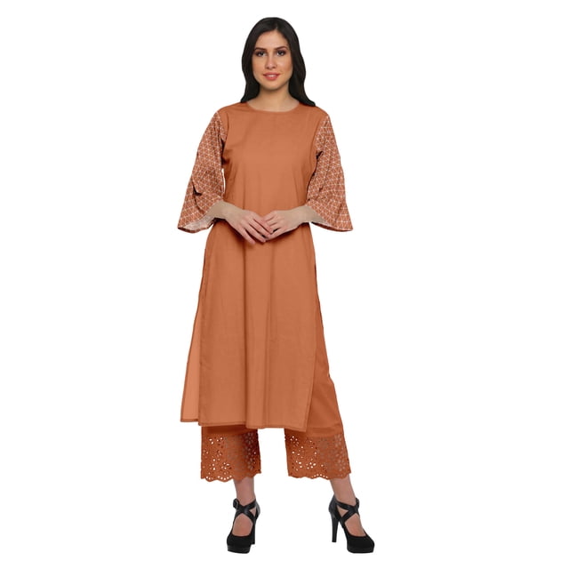 Moomaya Ensemble Kurta Palazzo Deux Pièces Imprimé Tenue Ethnique Indienne pour Femmes