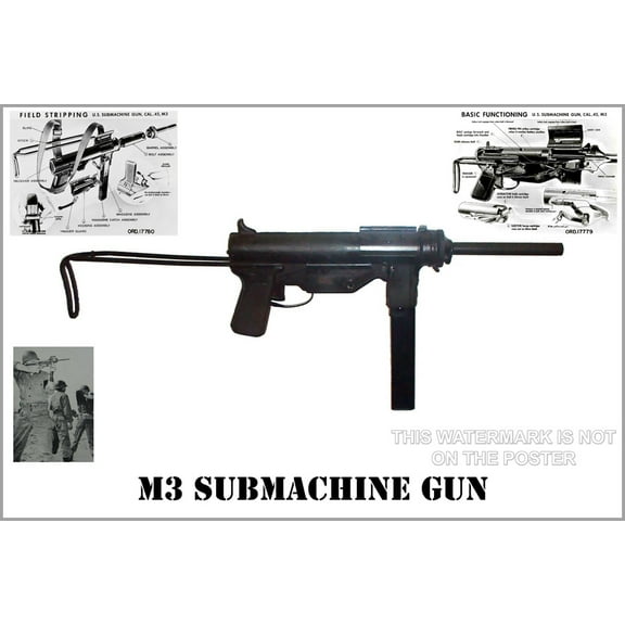 24"x36" Gallery Poster, M3 submachine gun
