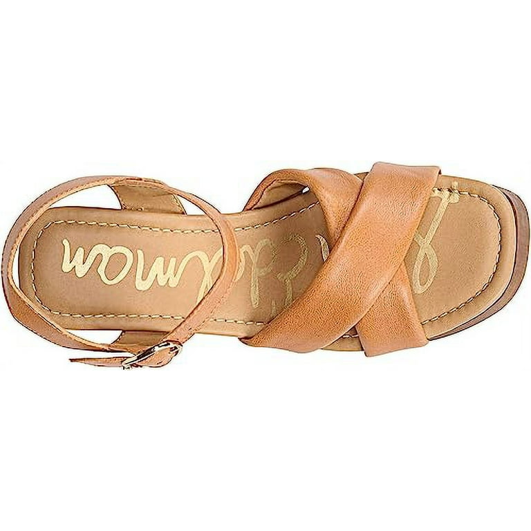Sam Edelman Suzannah Light Tan Ankle Strap Open Toe Block Heel