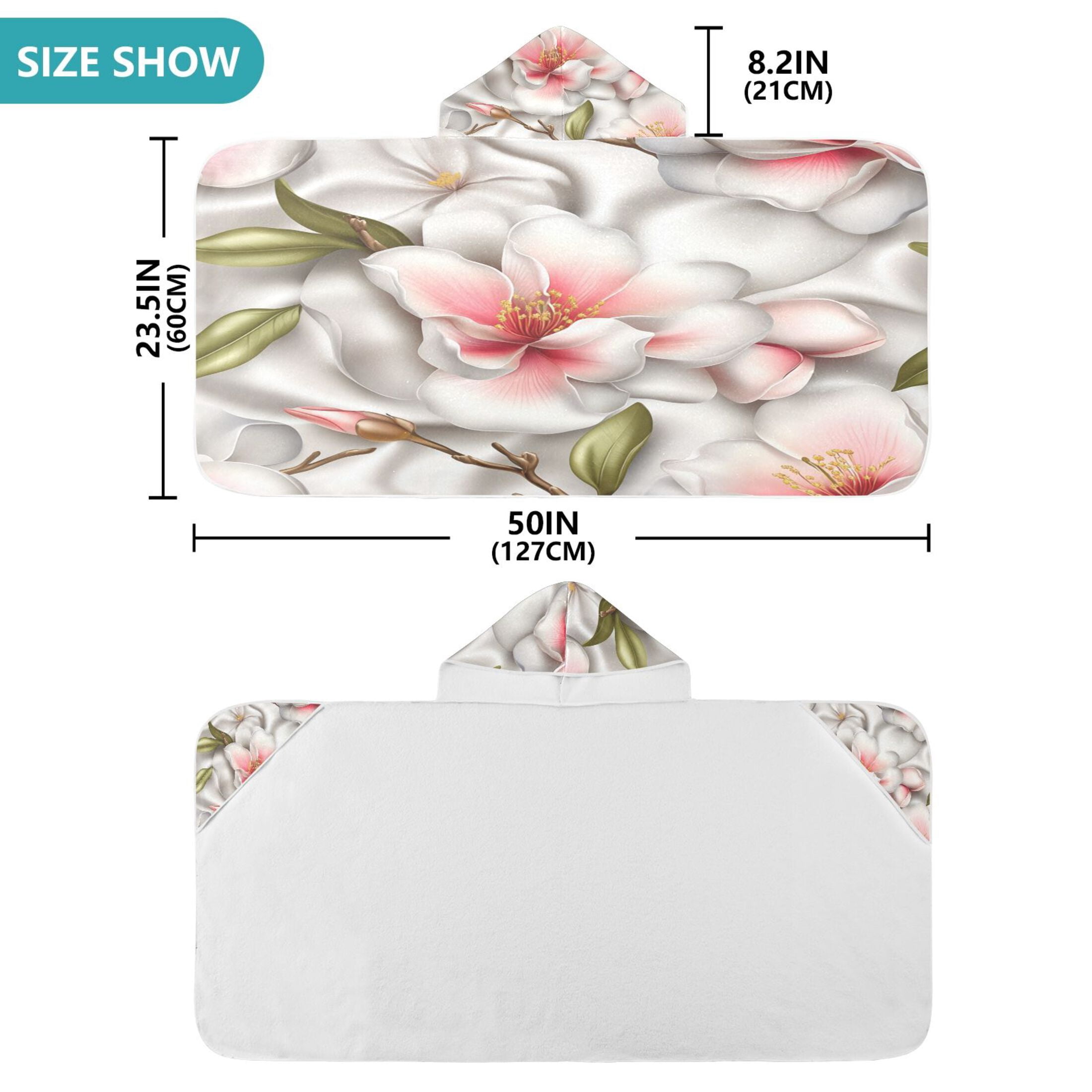 Botanical Garden Design 50x23.5" Baby Hooded Bath Towel Poncho, Quick-Dry and Triangle Pocket, Kids' Essential