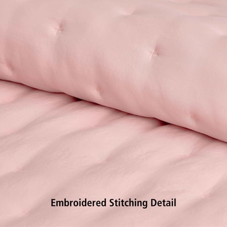 MAINSTAYS FULL/QUEEN COMFORTER SET, SUPER SOFT & EMBROIDERED, 3-PIECE, PINK