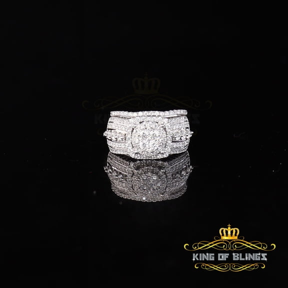 King of Bling's 925 White Silver 3.50ct Square Cubic Zirconia Double Bridal Womens Ring Size 7