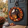 thumbnail image 4 of Fall Wreath for Front Door 8 Inch Black Cat Ghost Sign Fall Halloween Decor Outdoor Fall Decor for Home Indoor Spooky Hanging Decoration for Front Porch Entryway 1 Piece, 4 of 7