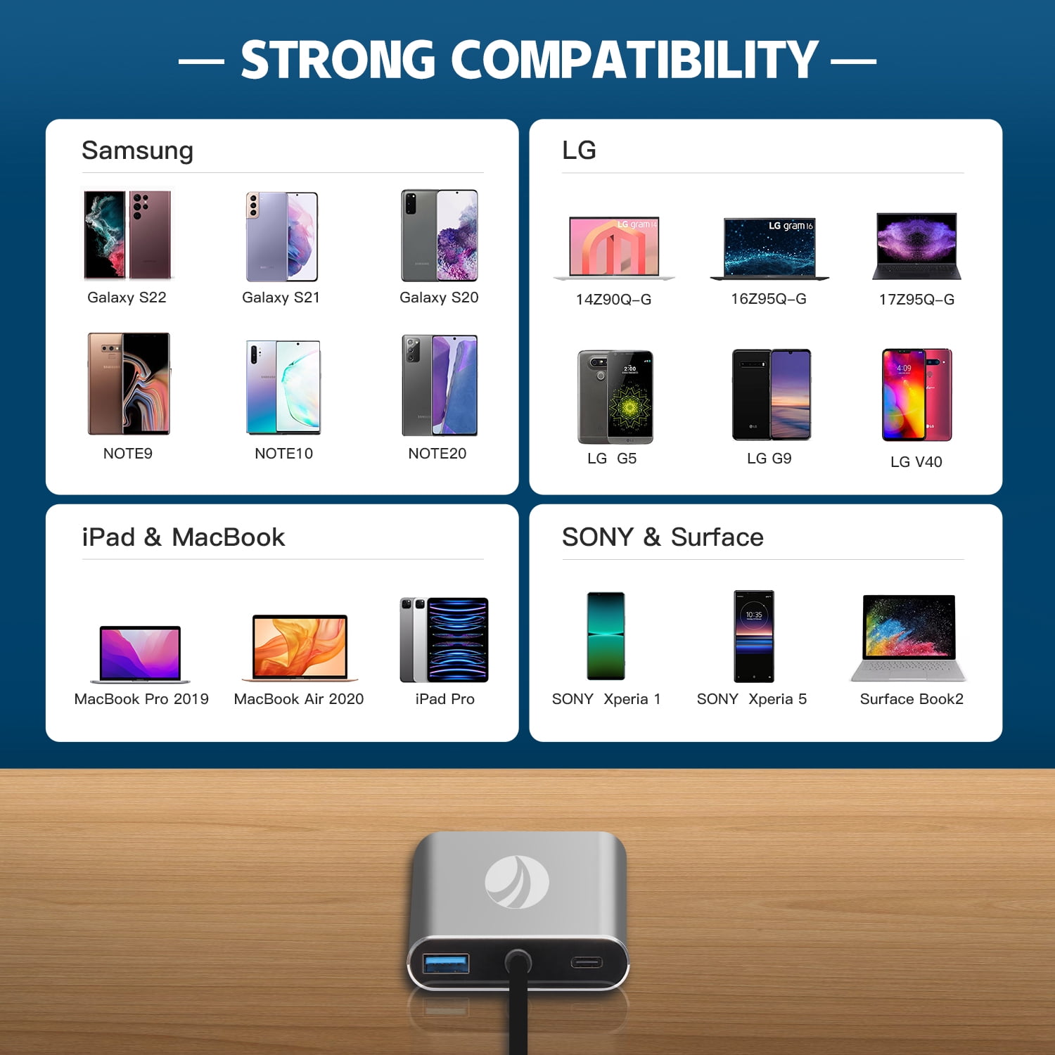 VCOM USB C to Dual HDMI Adapter Support MST, 4K@60Hz and Dual 4K@30Hz, Type C to HDMI Converter with USB 2.0, 100W PD Charging Port, Compatible with Thunderbolt 3 Port, MacBook Pro/Air, iPad Pro