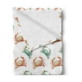 thumbnail image 2 of Crabs Soft Flannel Fleece Throw Blanket, Pattern with Watercolor Style Fresh Water Animals Coastal Themed Art, Cozy Plush for Indoor and Outdoor Use, 50" x 70", Pale Orange Turquoise, by Ambesonne, 2 of 5
