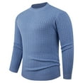 thumbnail image 1 of RXMEKW Elastic Knit Sweater for Men, Solid Color Round-Neck Long Sleeve Pullover, Polyester, Black L, 1 of 4