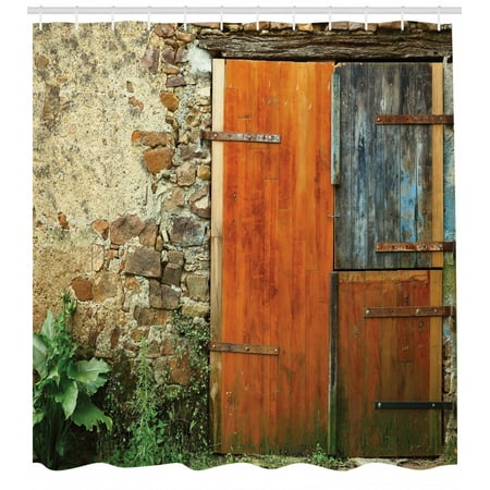 Shutters Shower Curtain Old Fashion Country House French Entrance