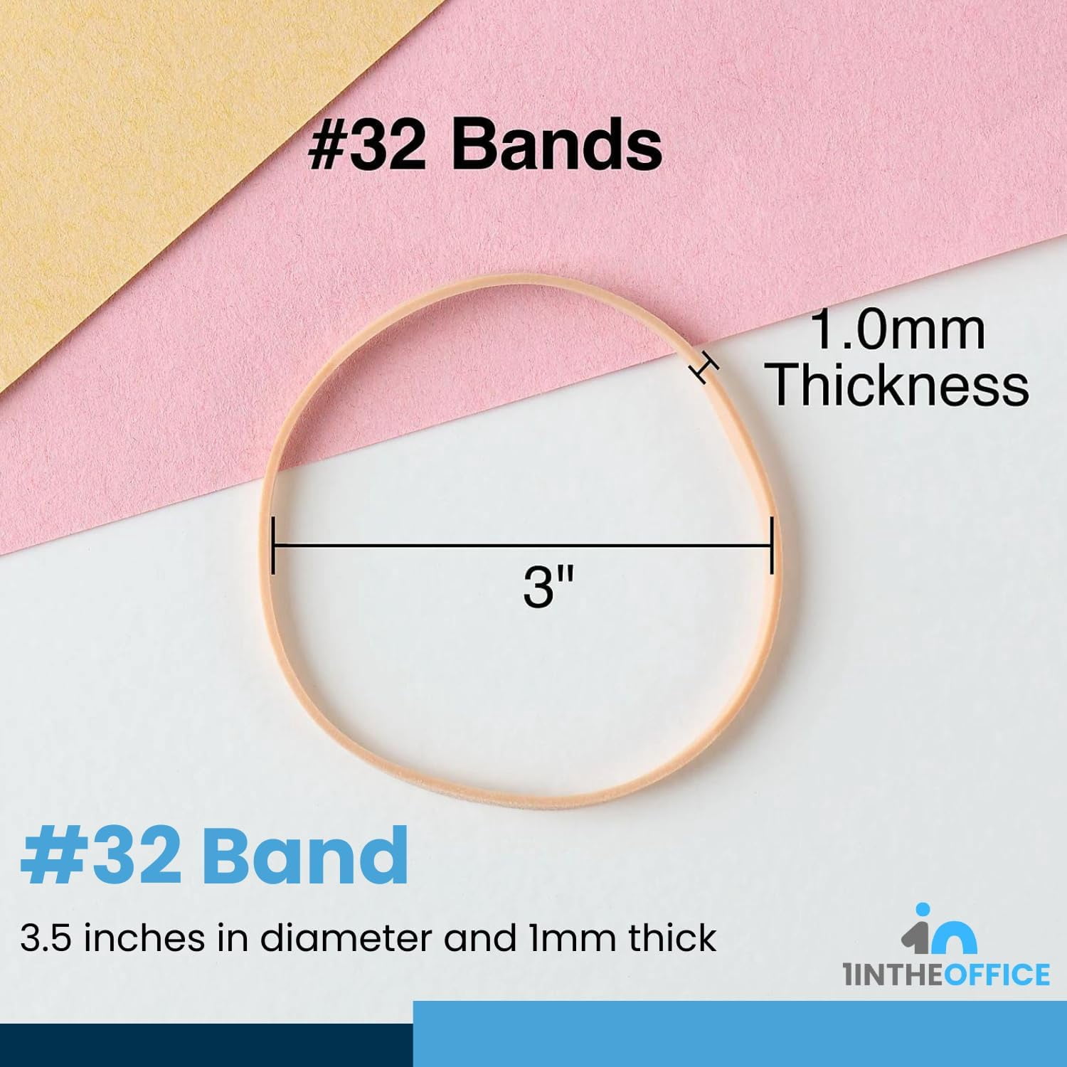 1InTheOffice Rubber Bands Size 32, 32 Rubber Bands , Beige, #32, 1800/Pack