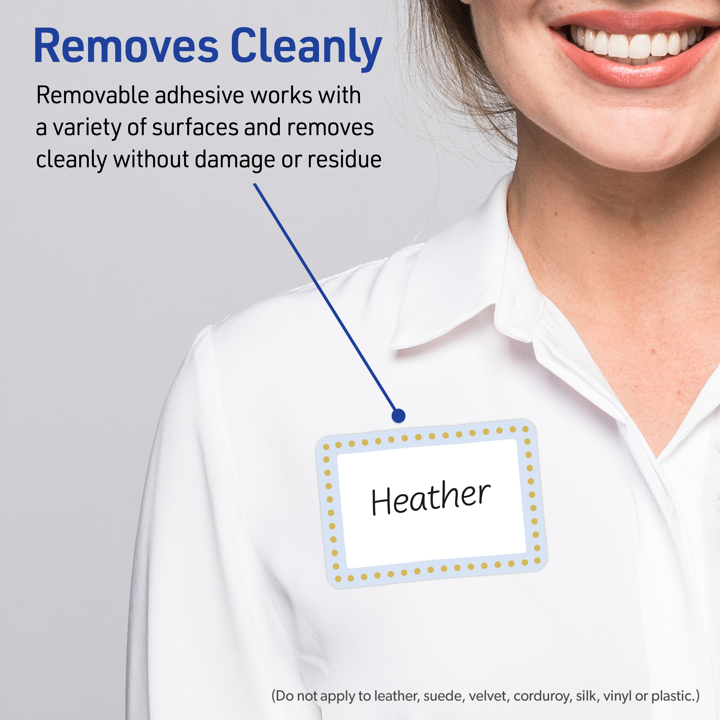 Avery Adhesive Name Tags, Matte White, Blue & Gold Dots