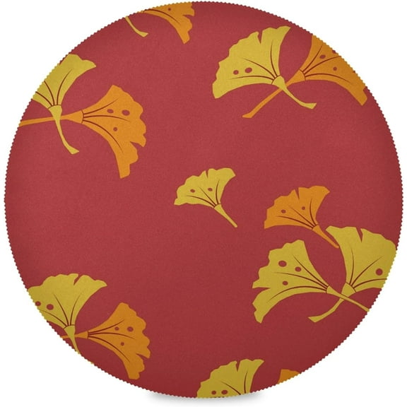 48"X 48" Red Pattern Leaves Elastic Fitted Edged Round Tablecloth Fade Resistant Anti-Shrink Table Cloth Washable Table Cover for Banquet Home Indoor or Outdoor