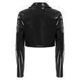 thumbnail image 6 of Moggemol Women's Patent Leather Lapel Style Long Sleeve Cropped Moto Biker Coat Motorcycle Jackets Black XXL, 6 of 7