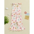 thumbnail image 4 of Suealasg Toddler Baby Girls Summer Flare Jumpsuit Floral/Butterfly Print Sleeveless Bell-Bottoms Romper Overalls, 4 of 7