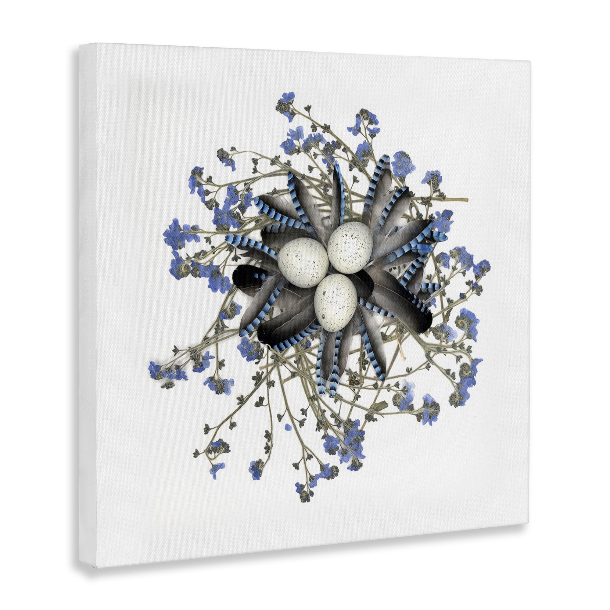 Stupell Industries Feathered Nest & Blue Florals Canvas Wall Art, design by Beth Adoette