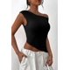 thumbnail image 4 of Remera PRETTYGARDEN Verano 2025 Hombro Descubierto Fruncida Negra Talle S, 4 of 8