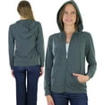 thumbnail image 6 of ToBeInStyle Women's Thin Fabric Long Sleeve Kangaroo Pocket Zip Up Hoodie - Charcoal - Medium, 6 of 7