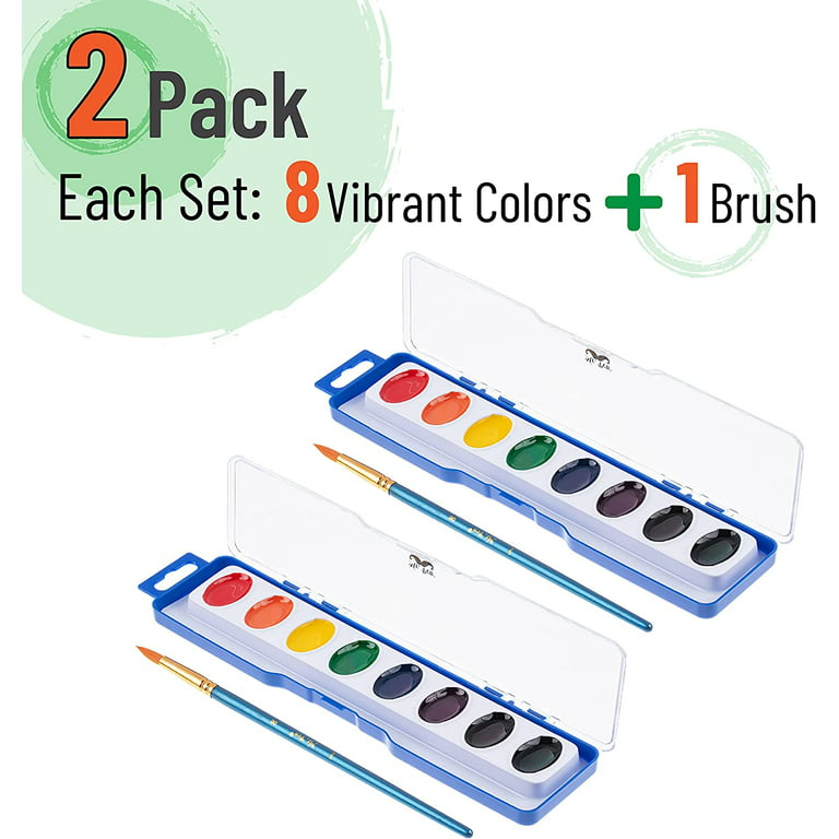 Mr. Pen- Washable Watercolors, 2 Pack, 8 Colors with Paint Brush, Watercolor Paint Set, Water Color Painting Kids
