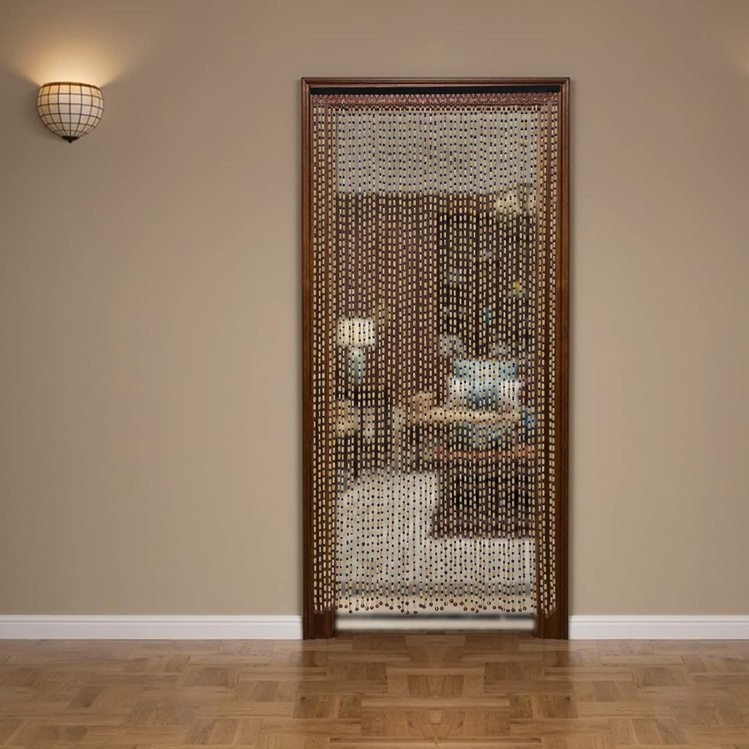 MiumaeovBeaded Curtain for Doorway Handmade Bamboo Wooden Door Beads Hanging Room Divider Curtain,Doorways Multi-Scenario Application Beaded Curtain Bedroom or Balcony