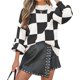 thumbnail image 3 of Suéter de Punto Acanalado de Larga con Cuello Alto y Corte Holgado para Mujer, Ideal para Otoño Negro M, 3 of 9