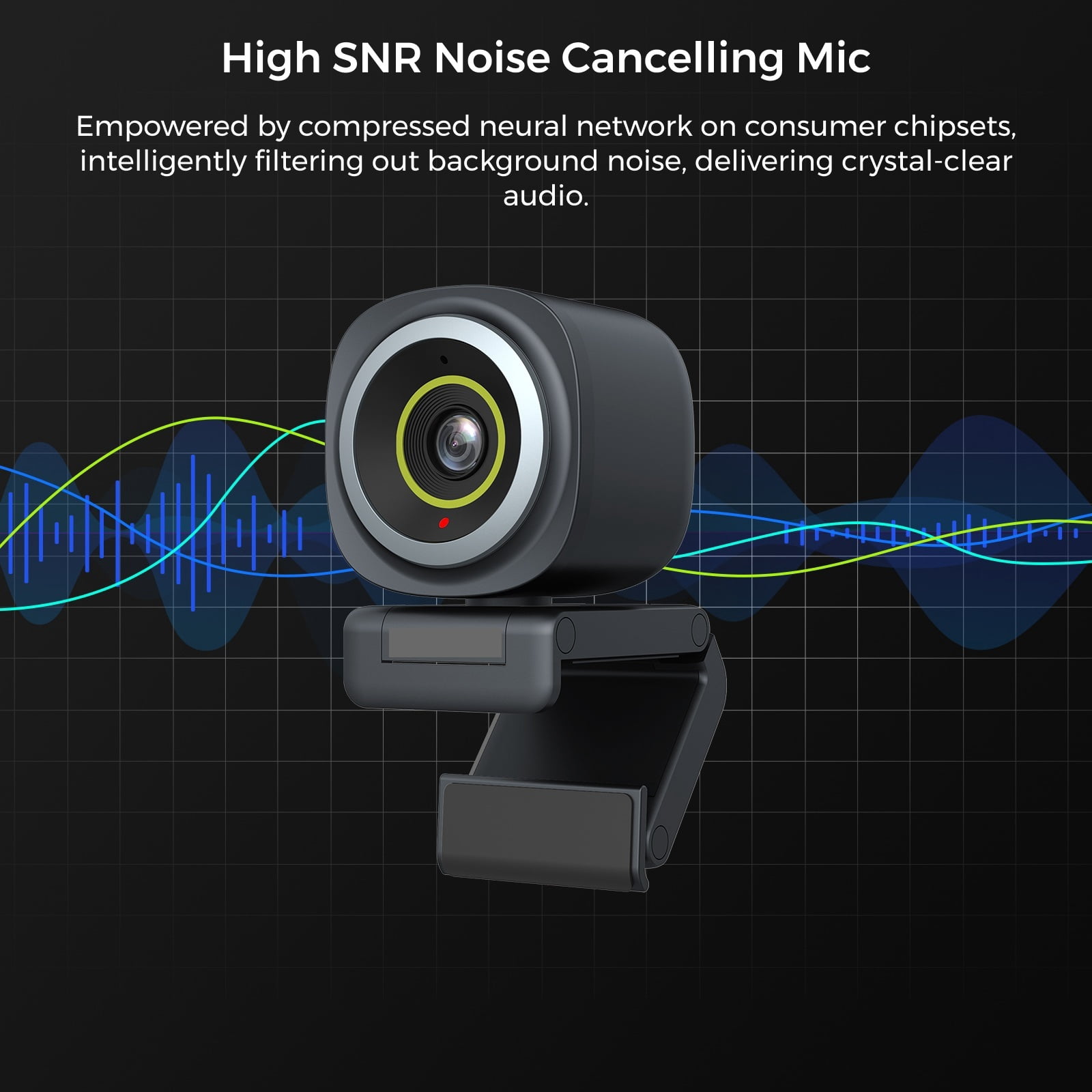 4K Webcam HDR 1080P@60FPS Noise Canceling Mic 45°-95°Adjustable FOV Auto  AI Framing for PC