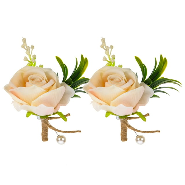 KAKOWELY 2 piezas de ramilletes de boda para novia, novio y fiesta de bodas.