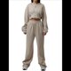 thumbnail image 2 of Conjunto Deportivo para Mujer: Sudadera con Capucha y Cremallera de Larga con Pantalones de Color Liso con Cordones - Conjunto de Dos Piezas Caqui M, 2 of 7