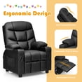 thumbnail image 6 of Infans Kids Youth Recliner Chair PU Leather w/Cup Holders & Side Pockets Black, 6 of 7
