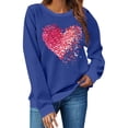 thumbnail image 3 of YueHuiYing Women's Oversized Hoodless Sweatshirt with Heart-Shaped Letter Print Crew Neck Long Sleeve Spring/Summer Valentine's Day Fashion Comfort Top, 3 of 9